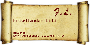Friedlender Lili névjegykártya